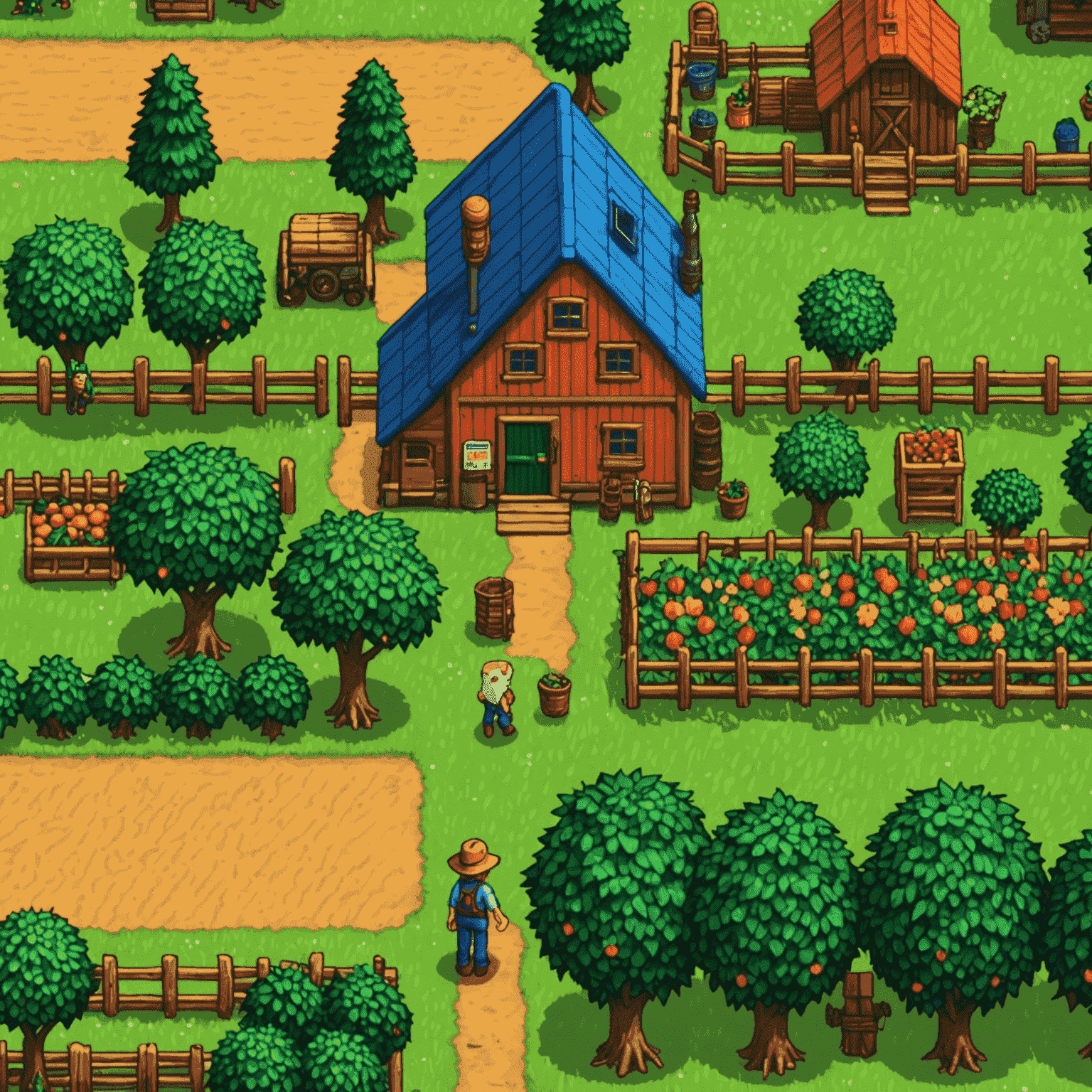 Скріншот гри Stardew Valley, що показує персонажа гравця на фермі